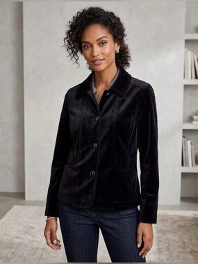 Charter Club Classic Women's Black Velvet Blazer Size 8P Petite